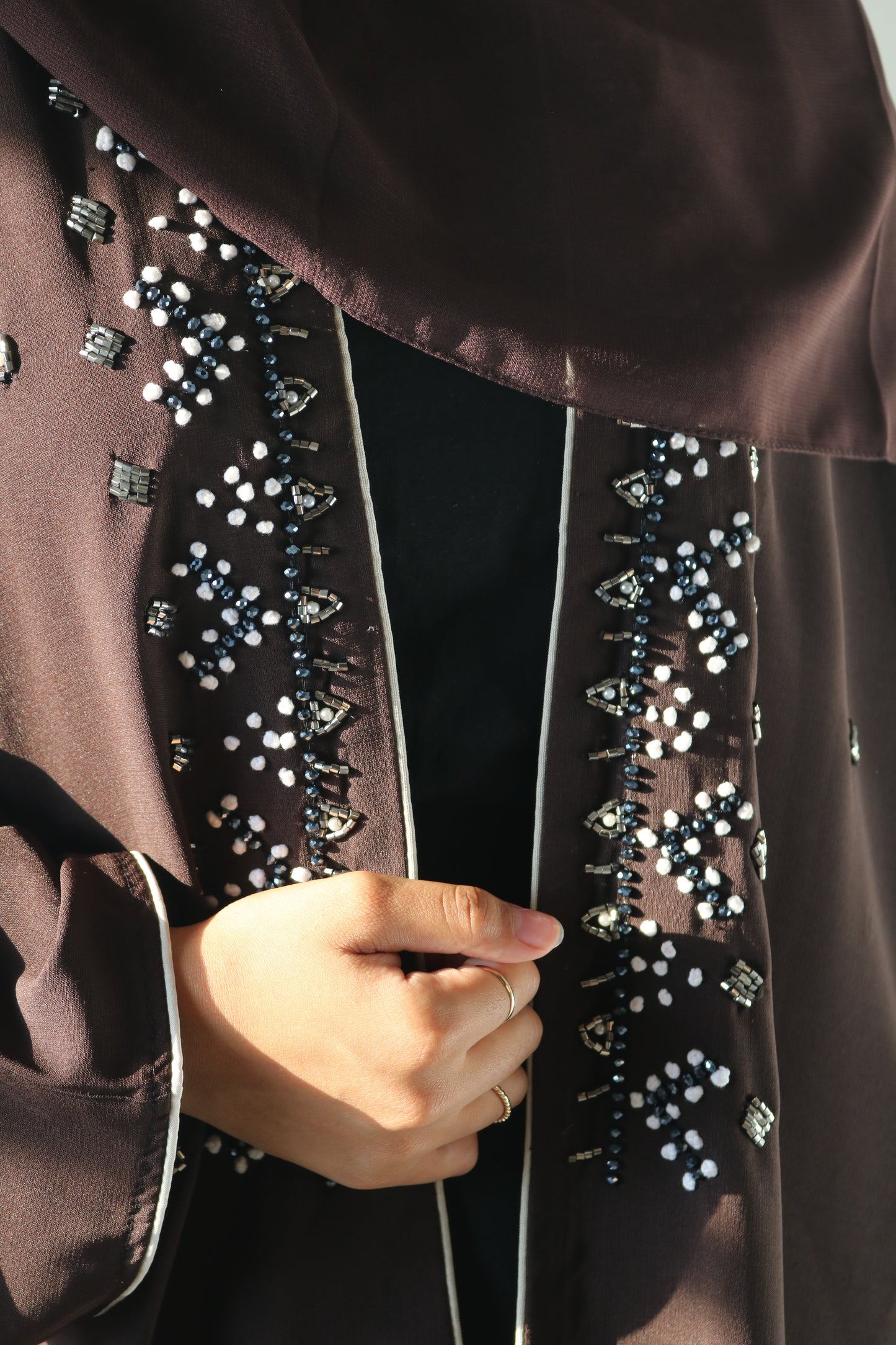 Mocha beaded Abaya