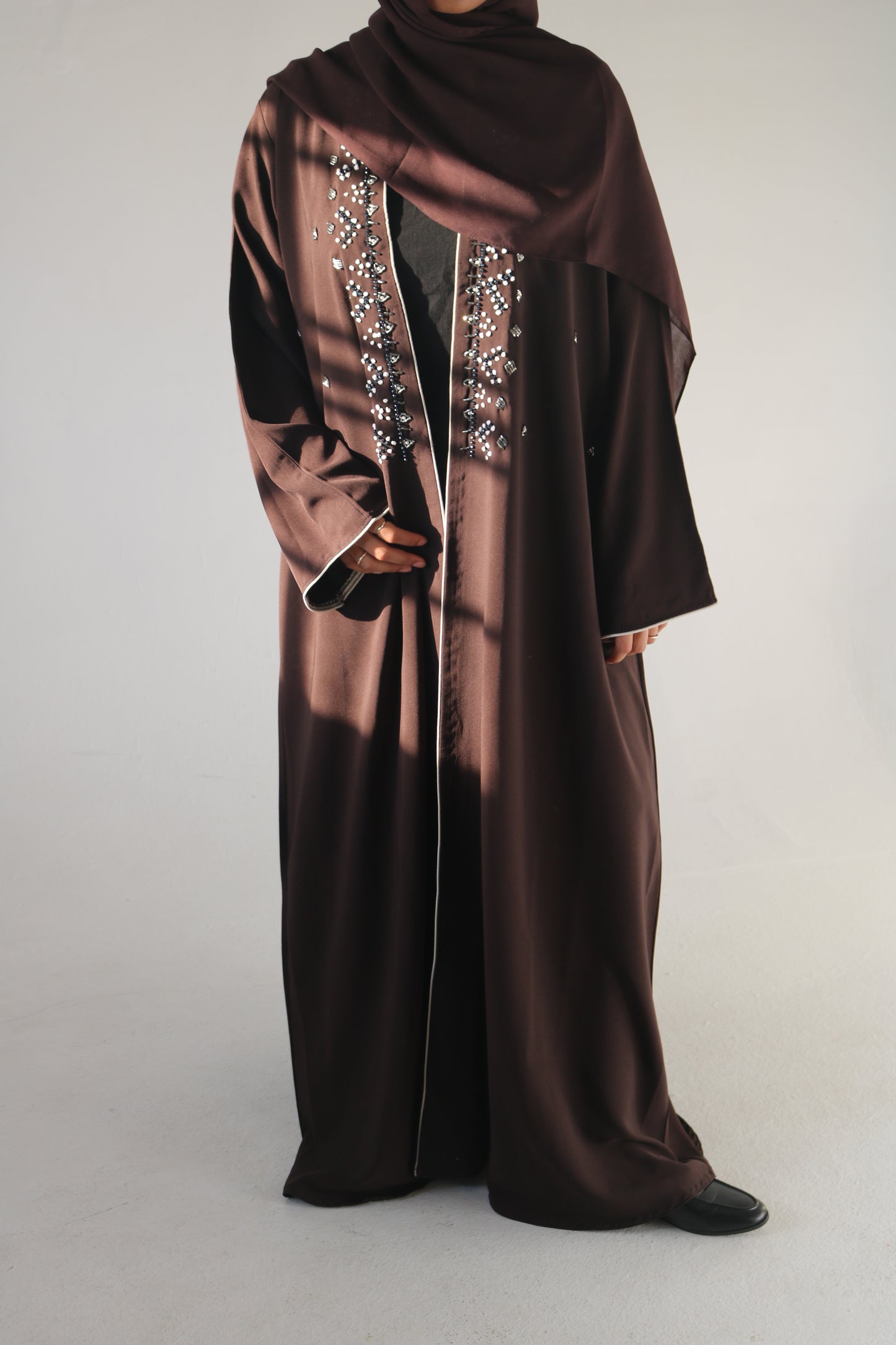 Mocha beaded Abaya