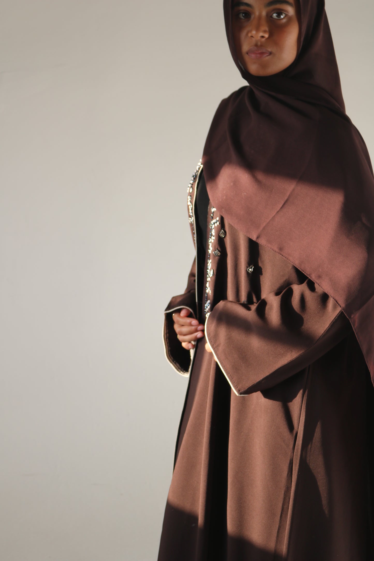 Mocha beaded Abaya